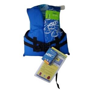 Exxel Outdoor LIFE JACKET Blue Youth 30-50lbs Type III PFD U.S. Coast Guard NEW